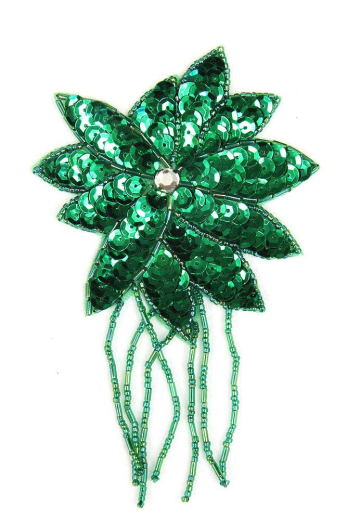 Blüte mit Perlenschnur grün ca. 8x13cm