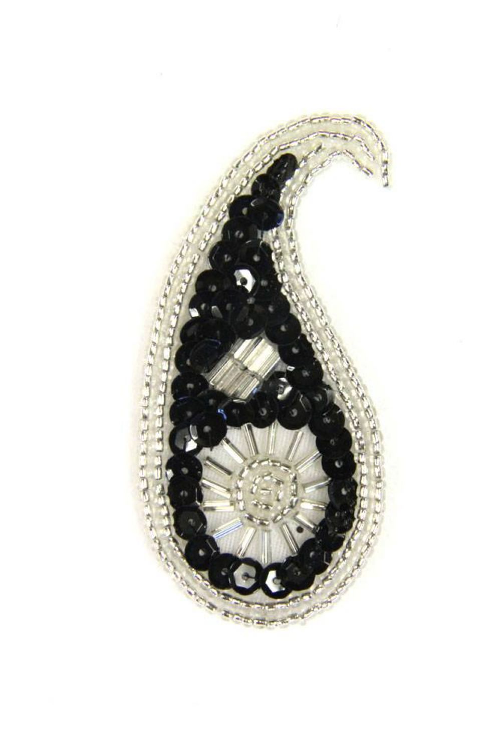 Perlentropfen schwarz mit hellen Perlen rechts ca. 7x3cm