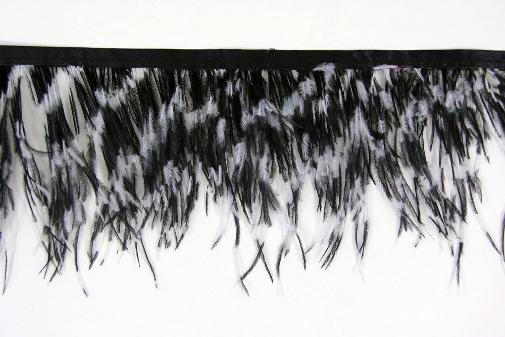 Straußenfranse schwarz-weiß 50cm