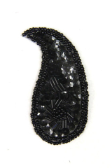 Perlentropfen schwarz links ca. 7x3cm